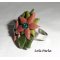 Bruine klei bloem ring met Swarovski kristal en groene bladeren