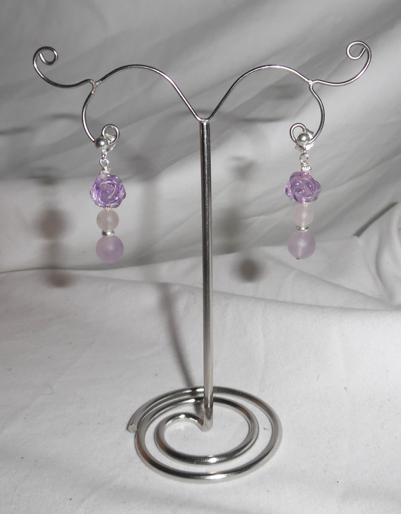 Zilver 925 roze amethist oorbellen met parels