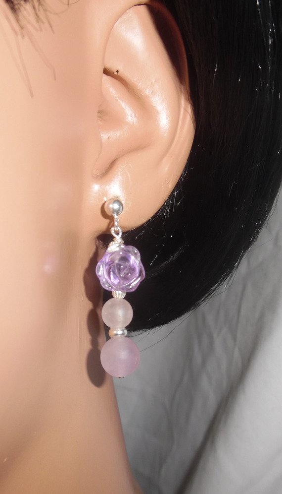 Zilver 925 roze amethist oorbellen met parels