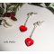 Oorbellen met rode Swarovski hart ketting, zilver 925
