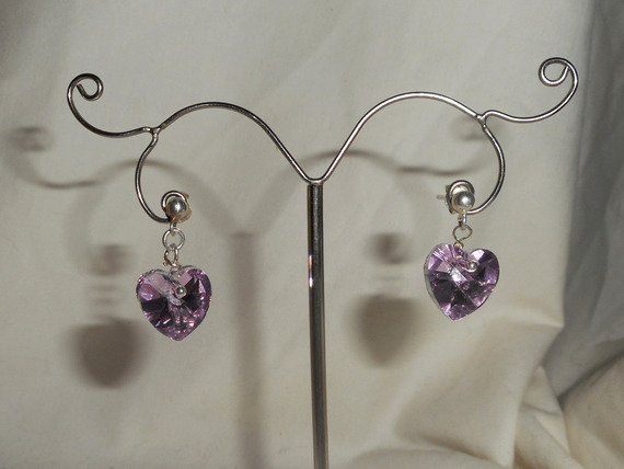 Swarovski kristallen hart oorbellen op 925 zilveren knopjes