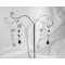 Zwarte Kristallen Kralen Oorbellen met Kruis op 925 Sterling Zilveren Studs
