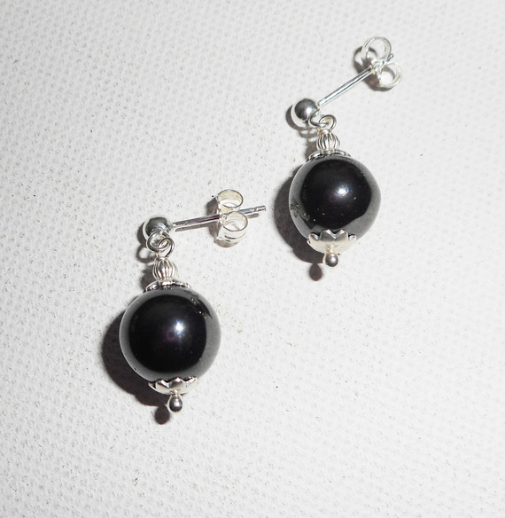 10mm Hematiet Oorbellen op 925 Sterling Zilver
