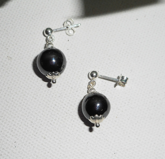 10mm Hematiet Oorbellen op 925 Sterling Zilver