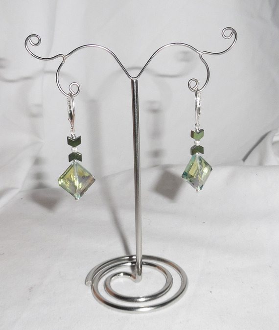 Groene kristallen diamanten oorbellen op 925 sterling zilver