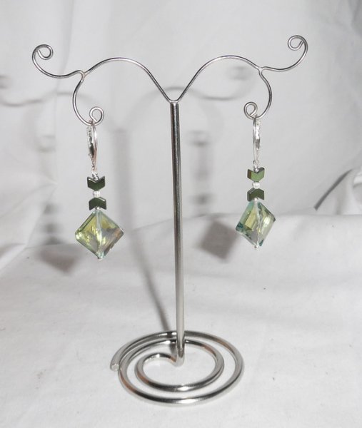 Groene kristallen diamanten oorbellen op 925 sterling zilver