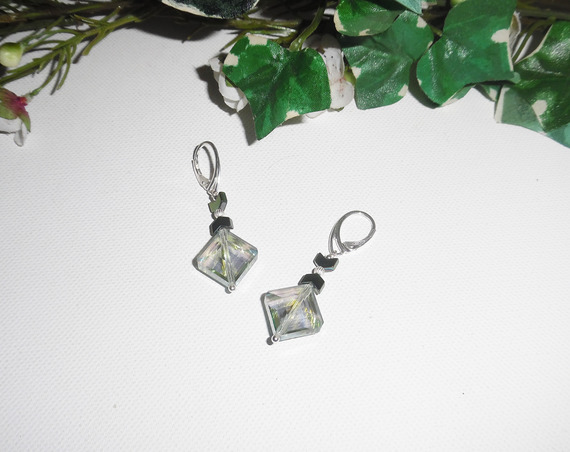 Groene kristallen diamanten oorbellen op 925 sterling zilver