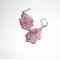 Originele roze bloem oorbellen met parels en glazen varkens