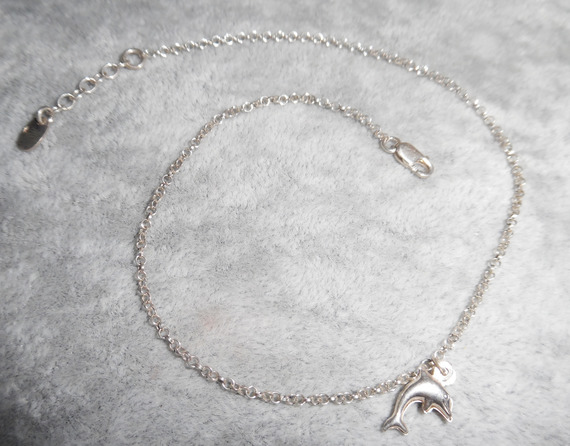 Armband/enkelketting met dolfijn aan 925 zilveren ketting