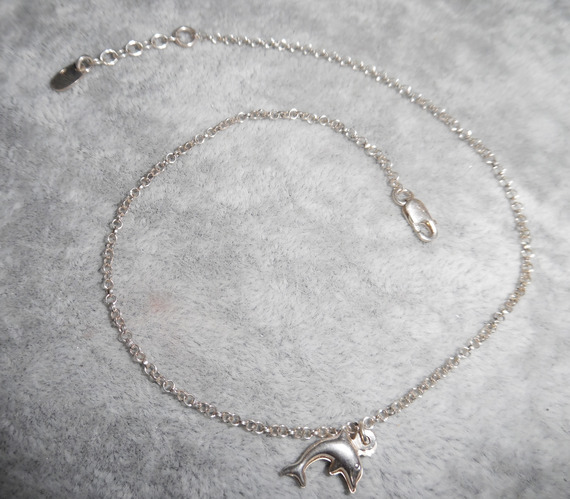 Armband/enkelketting met dolfijn aan 925 zilveren ketting