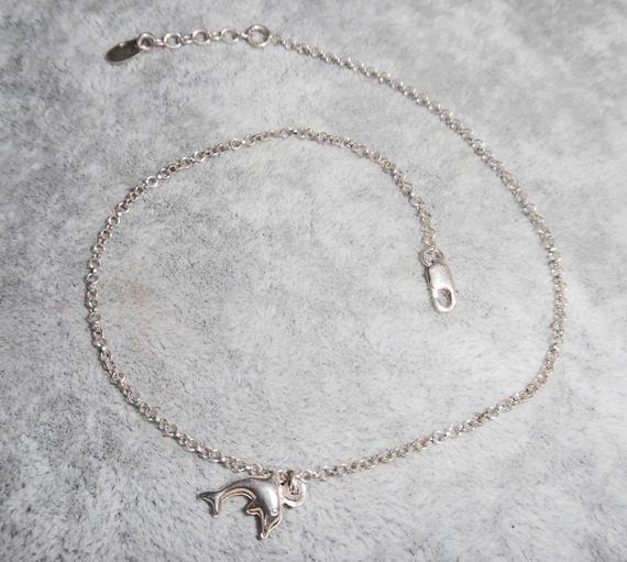 Armband/enkelketting met dolfijn aan 925 zilveren ketting