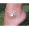 Originele 925 zilveren armband/enkelketting met parelmoer en libel
