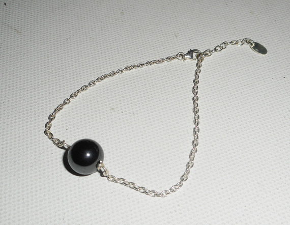 925 zilveren armband met hematietparel aan zilveren ketting