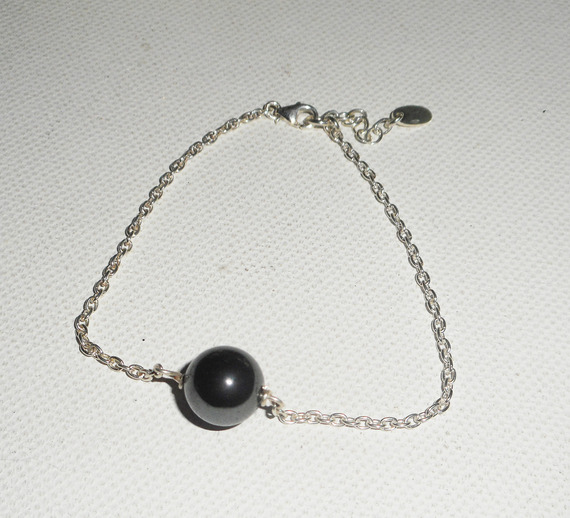 925 zilveren armband met hematietparel aan zilveren ketting