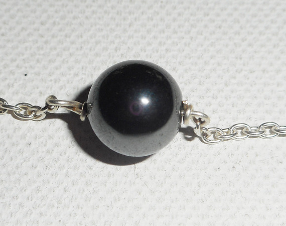 925 zilveren armband met hematietparel aan zilveren ketting