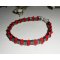 Hematiet stenen armband met rode kristallen kralen en 925 zilver