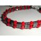 Hematiet stenen armband met rode kristallen kralen en 925 zilver