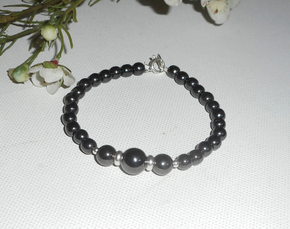 Armband met hematietstenen en zilver 925