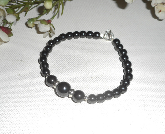 Armband met hematietstenen en zilver 925