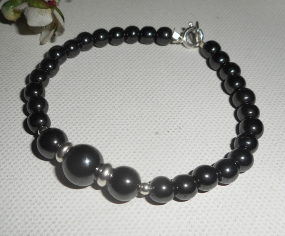 Armband met hematietstenen en zilver 925