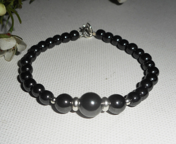 Armband met hematietstenen en zilver 925