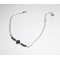 Bloem en hematietstenen armband aan 925 zilveren ketting