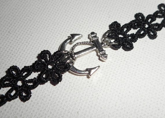Originele armband met anker en zwart kant