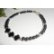 Originele armband bloemen en steentjes in hematiet met zilveren buisjes 925