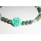 Parels en roze groene gorgonian armband op zilveren sluiting