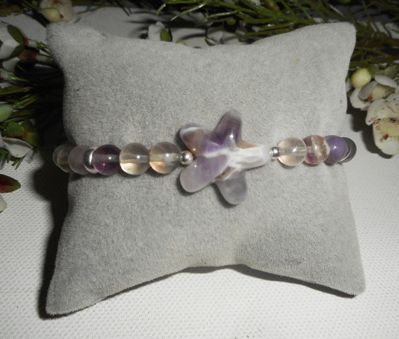 Amethist en fluoriet ster armband op 925 zilver
