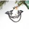 Kattenbroche met emaille parels en zwarte ketting