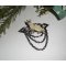 Siamese kat broche met parel email en zwarte ketting