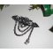 Zwarte hars kat broche met kristallen strass steentjes en zwarte ketting