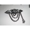Zwarte hars kat broche met kristallen strass steentjes en zwarte ketting