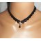Zwarte kanten ketting met bohemian kristallen druppel