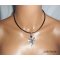 Fairy ketting met hematietsteen op zwart leer