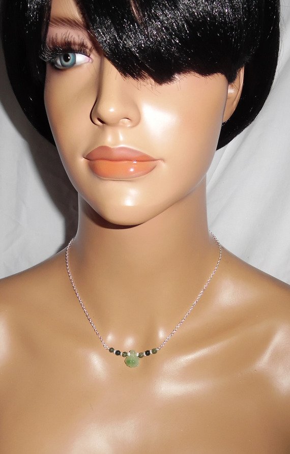 Originele 925 zilveren ketting met schildpad en jade kralen aan ketting
