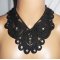 Originele grote zwarte kanten bloem choker ketting met Swarovski kristal