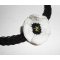 Witte klaproos choker ketting aan zwart gevlochten koord