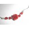 Roze halsketting met rode gorgon aan 925 zilveren ketting