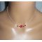 Roze halsketting met rode gorgon aan 925 zilveren ketting