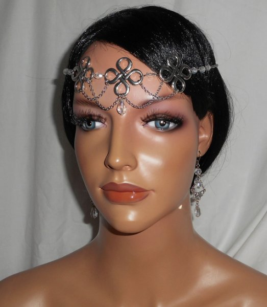 Boheemse kristallen kralen tiara met Keltische motieven 2 in 1