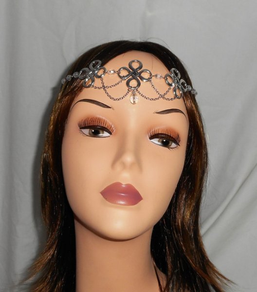Boheemse kristallen kralen tiara met Keltische motieven 2 in 1