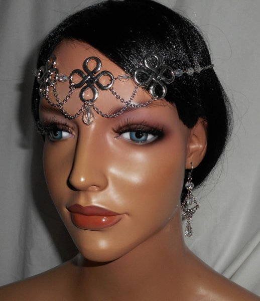 Boheemse kristallen kralen tiara met Keltische motieven 2 in 1