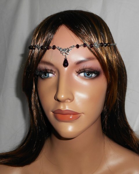 2 in 1 paarse boheemse kristallen tiara met bloemmotief