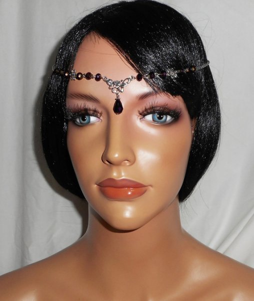 2 in 1 paarse boheemse kristallen tiara met bloemmotief