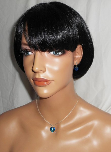 Set Swarovski kristal blauwe hart hanger aan 925 zilveren ketting