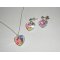 Set Witte hart hanger AB met Swarovski kristal aan 925 zilveren ketting