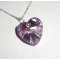 Paarse hart hanger in Swarovski kristal aan 925 zilveren ketting