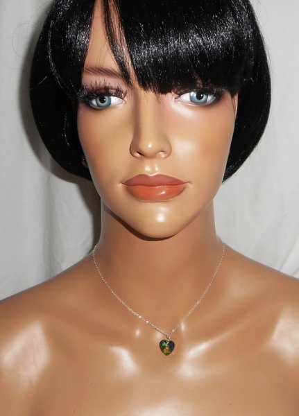 Groene Swarovski kristallen hart hanger aan 925 zilveren ketting